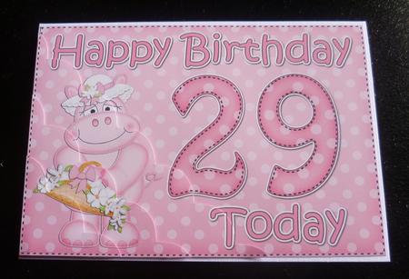 5x7 29th Birthday Hilda Hippo Scallop Corner by Charlie Angel