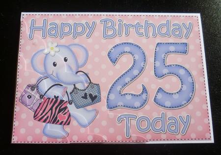 5x7 25th Birthday Lola Elephant Scallop Corner by Charlie Angel