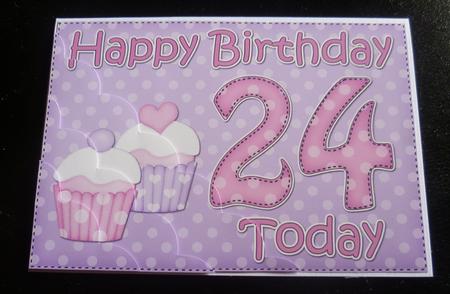 5x7 24th Birthday Cupcakes Scallop Corner by Charlie Angel