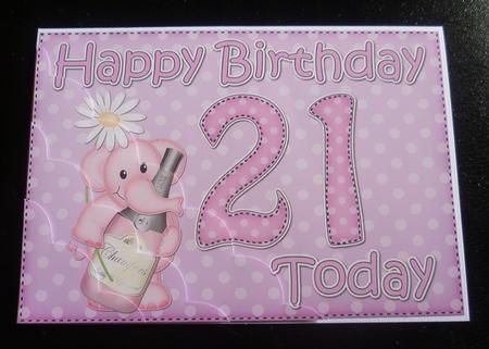 5x7 21st Birthday Lola Elephant Scallop Corner by Charlie Angel
