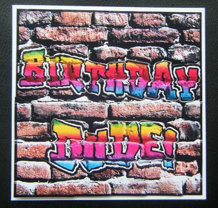 Birthday Dude!! Graffiti Scallop Corner Side Stacker Topper by Charlie Angel