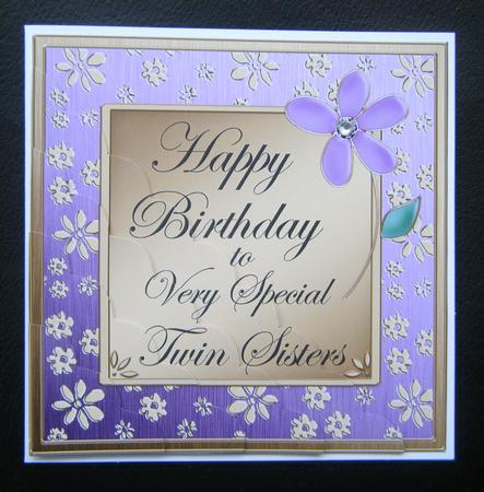 Twin Sisters Birthday Scallop Corner Side Stacker Topper by Charlie Angel