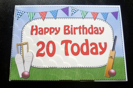 5x7 20th Birthday Cricket Scallop Corner by Charlie Angel