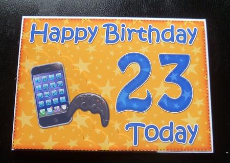 5x7 23rd Birthday Gadgets N Gizmos Scallop Corner by Charlie Angel