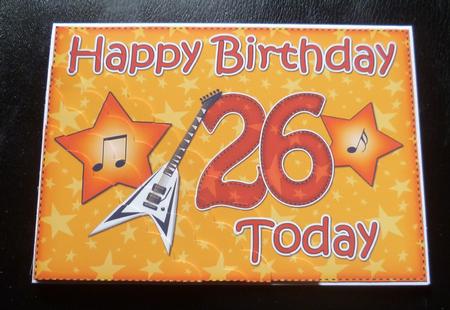 5x7 26th Birthday Guitar Scallop Corner by Charlie Angel