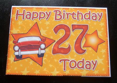 5x7 27th Birthday Sports Car Scallop Corner by Charlie Angel