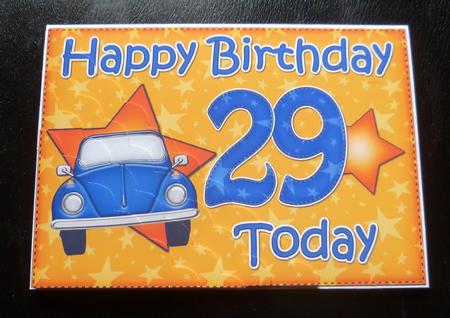 5x7 29th Birthday Beetle Car Scallop Corner by Charlie Angel