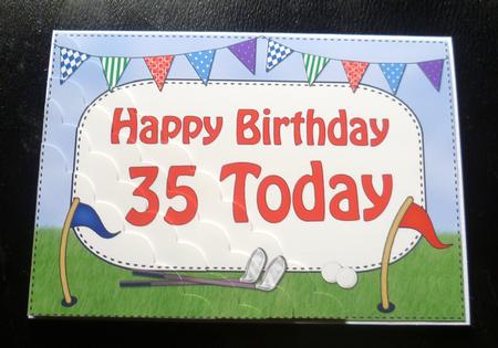 5x7 35th Birthday Golf Scallop Corner by Charlie Angel
