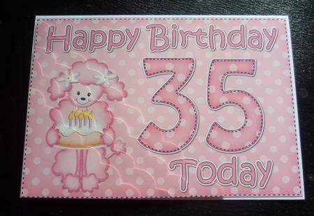 5x7 35th Birthday Bonbon Poodle Dog Scallop Corner by Charlie Angel