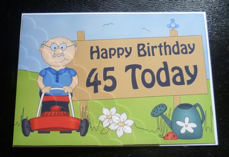 5x7 45th Birthday Gardening Bert Scallop Corner by Charlie Angel