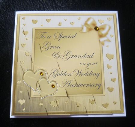 Gran & Grandad Golden Wedding Anniversary Wavy Corner by Charlie Angel