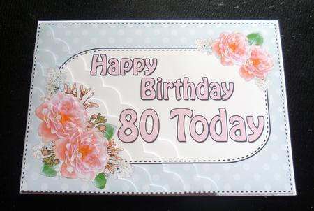 5x7 80th Birthday Bouquet Scallop Corner by Charlie Angel