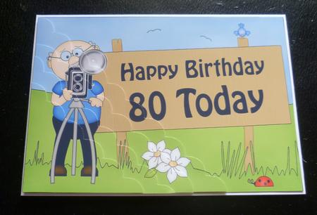5x7 80th Birthday Bert's Camera Scallop Corner by Charlie Angel