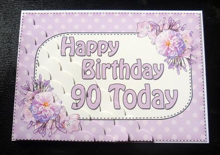 5x7 90th Birthday Flowers Scallop Corner by Charlie Angel