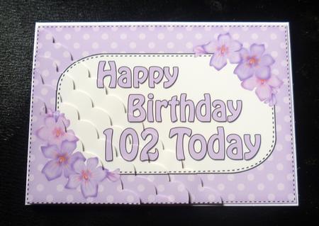 5x7 102nd Birthday Violas Scallop Corner by Charlie Angel
