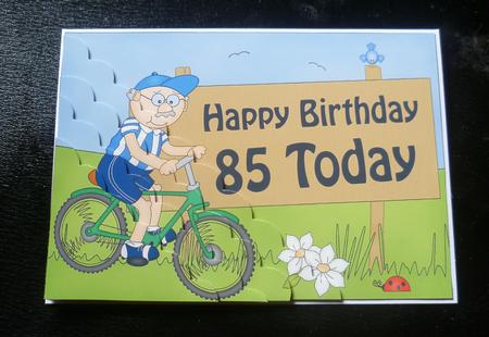 5x7 85th Birthday Bert's Bike Scallop Corner by Charlie Angel