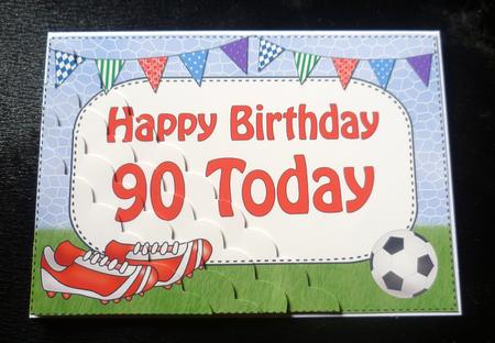 5x7 90th Birthday Football Scallop Corner by Charlie Angel