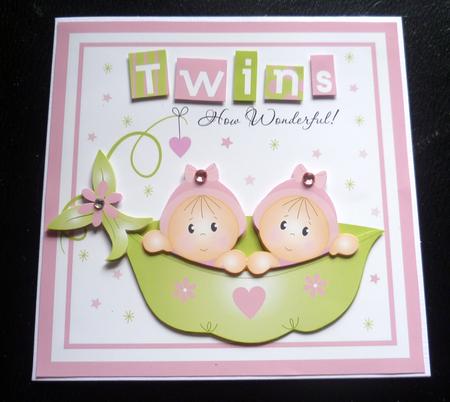 Twin Girls Card Topper by Charlie Angel