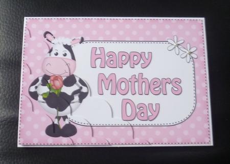 5x7 Milly Moo Cow Mothers Day Polka Dots Scallop Corner by Charlie Angel