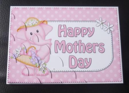 5x7 Lola Elephant Mothers Day Polka Dots Scallop Corner by Charlie Angel