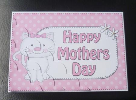 5x7 Cute Cat Mothers Day Polka Dots Scallop Corner by Charlie Angel