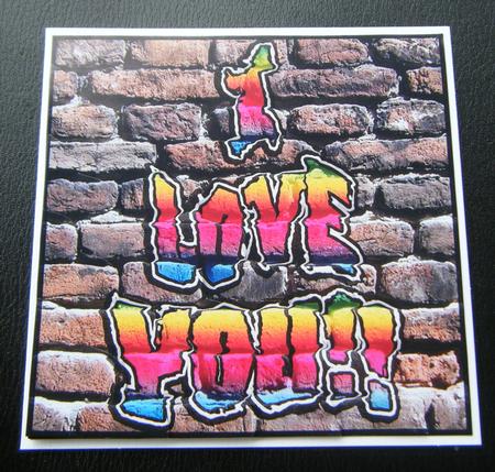 I Love You Graffiti Scallop Corner Side Stacker Topper by Charlie Angel