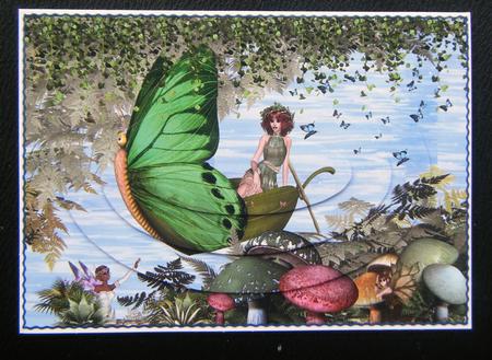 Floating in the Fairy Stream Oval Pyramid Card by Charlie Angel