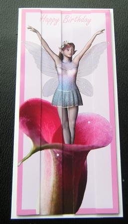 Birthday Fairy Jumping in Tulips Side Stacker Card by Charlie Angel