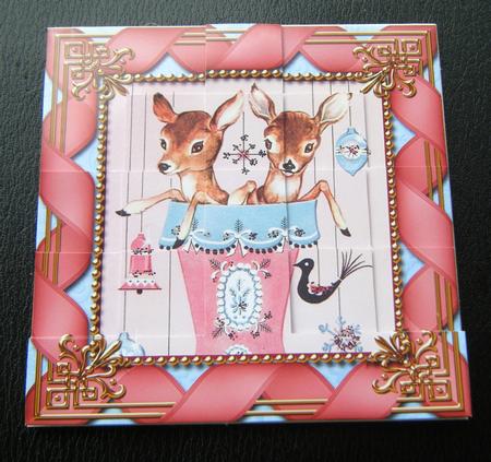 Baby Reindeer Ribbon 5inch Square Bottom Castle Stacker by Charlie Angel