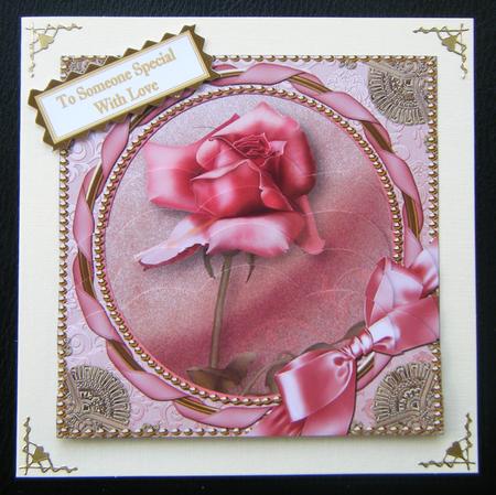 Pink Rose 1 Gold One Edge Scallop Bottom Stacker by Charlie Angel