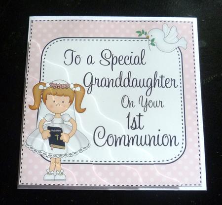 Special Granddaughter 1st Communion Wavy Corner Side Stacker by Charlie Angel