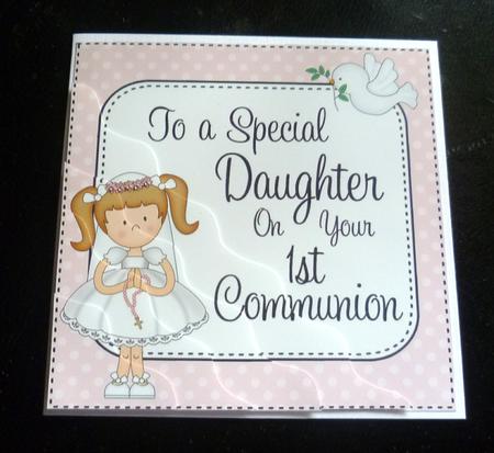 Special Daughter 1st Communion Wavy Corner Side Stacker Topp by Charlie Angel