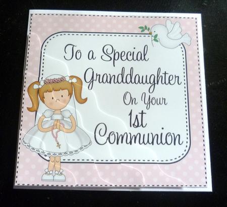 Special Granddaughter 1st Communion Wavy Corner Side Stacker by Charlie Angel