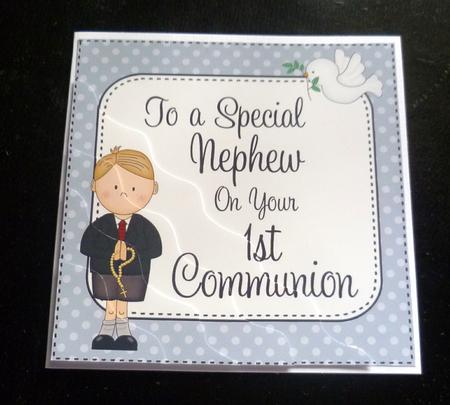 Special Nephew 1st Communion Wavy Corner Side Stacker by Charlie Angel