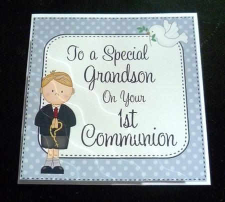 Special Grandson 1st Communion Wavy Corner Side Stacker by Charlie Angel