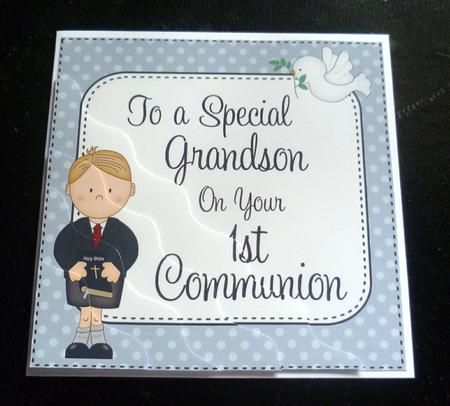 Special Grandson 1st Communion Wavy Corner Side Stacker by Charlie Angel
