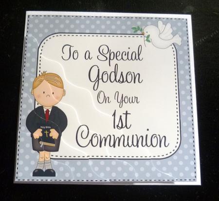 Special Godson 1st Communion Wavy Corner Side Stacker by Charlie Angel