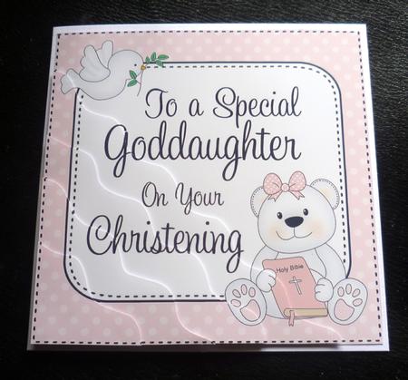 Goddaughter Christening Teddy Wavy Corner Side Stacker by Charlie Angel