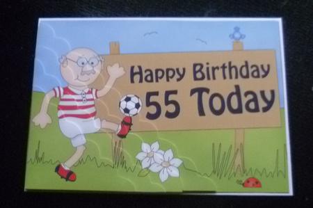 5x7 55th Birthday Old Man Bert Football Scallop Corner by Charlie Angel
