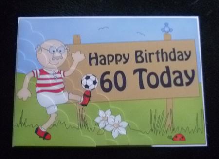 5x7 60th Birthday Old Man Bert Football Scallop Corner by Charlie Angel
