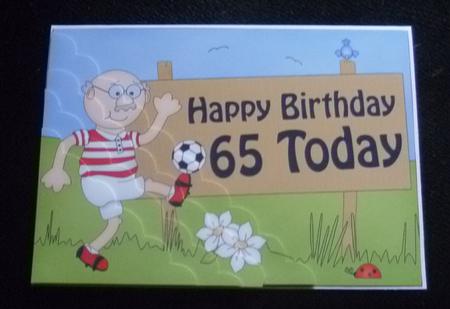 5x7 65th Birthday Old Man Bert Football Scallop Corner by Charlie Angel
