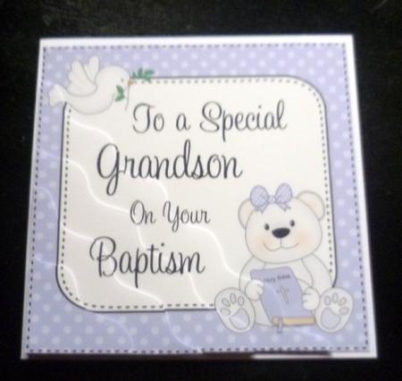 Special Grandson Baptism Teddy Wavy Corner Side Stacker by Charlie Angel