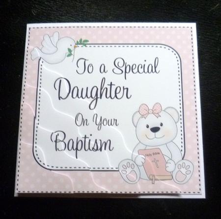 Special Daughter Baptism Teddy Wavy Corner Side Stacker by Charlie Angel