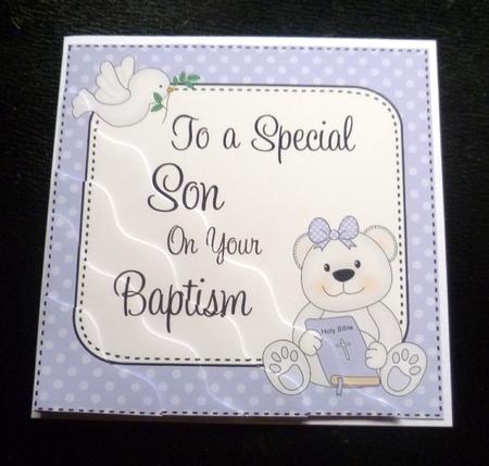 Special Son Baptism Teddy Wavy Corner Side Stacker by Charlie Angel