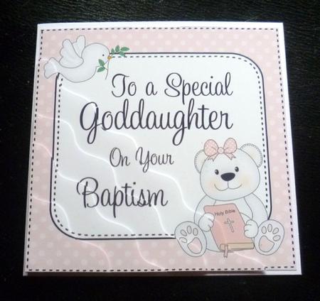 Special Goddaughter Baptism Teddy Wavy Corner Side Stacker by Charlie Angel