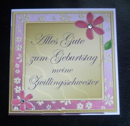 German Birthday Twin Sister Flowers Wavy Corner Stacker by Charlie Angel