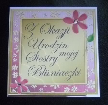 Polish Birthday Twin Sister Flowers Wavy Corner Stacker by Charlie Angel