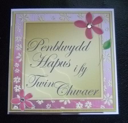 Welsh Birthday Twin Sister Flowers Wavy Corner Stacker by Charlie Angel