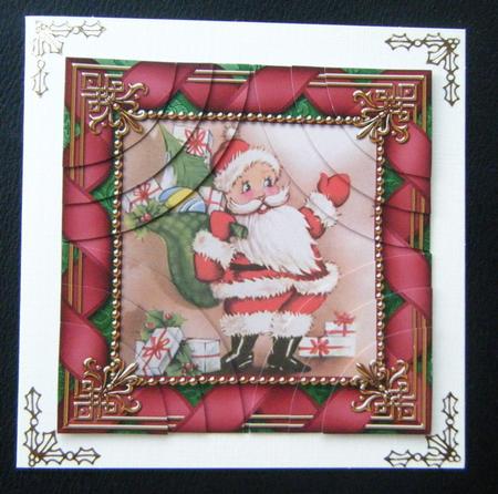 Cute Santa Ribbon All 4 Rounded Corner Card Front by Charlie Angel