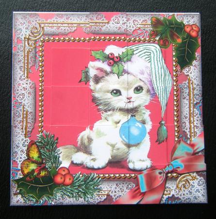 Christmas Cat 5inch Square Bottom Castle Stacker by Charlie Angel